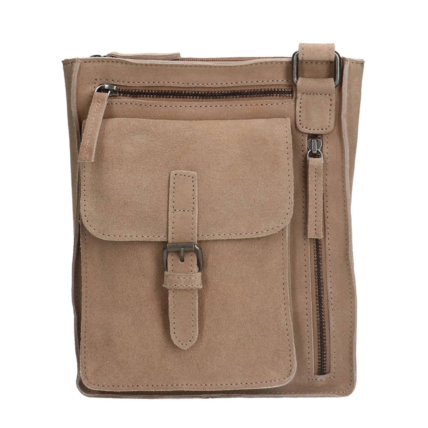 No Stress suède crossbody tas beige