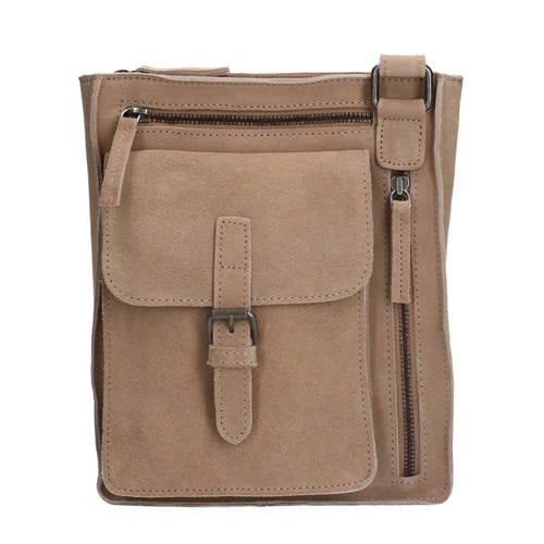 No Stress suède crossbody tas beige afbeelding