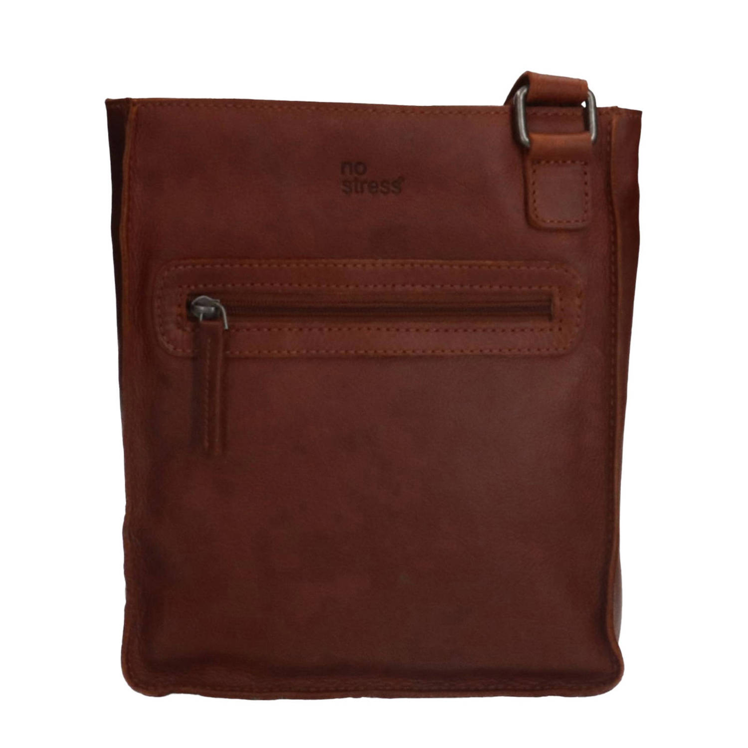 No Stress leren crossbody tas bruin