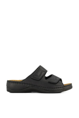 leren slippers zwart