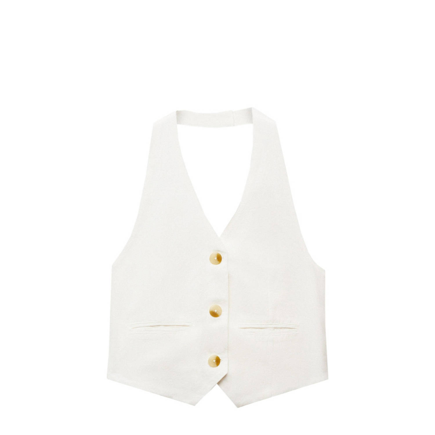 Mango Kids gilet naturel wit