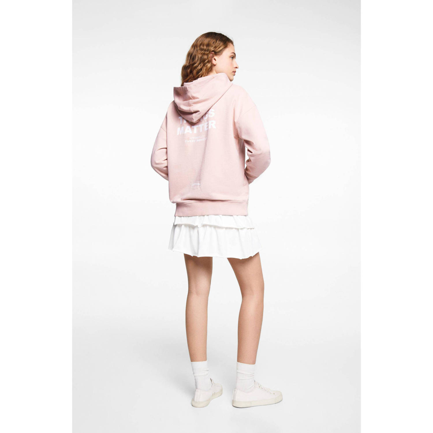 Mango Kids hoodie met tekst roze