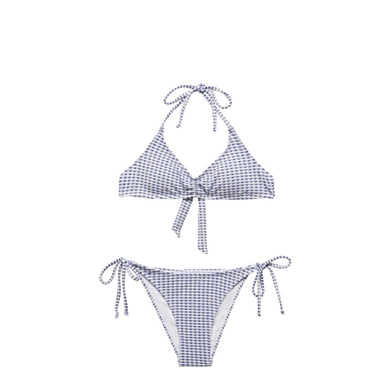 Mango Kids triangel bikini blauw wit