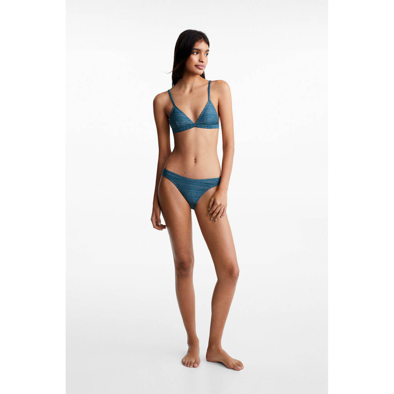 Mango Kids triangel bikini met lurex blauw