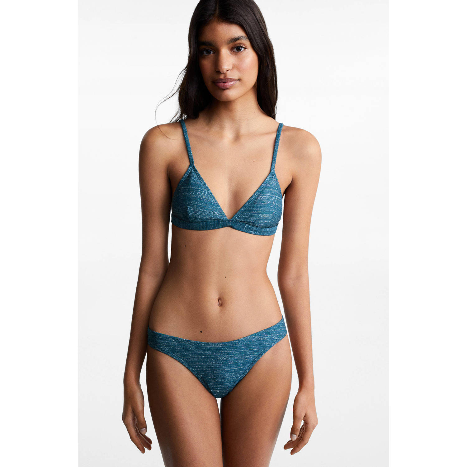 Mango Kids triangel bikini met lurex blauw