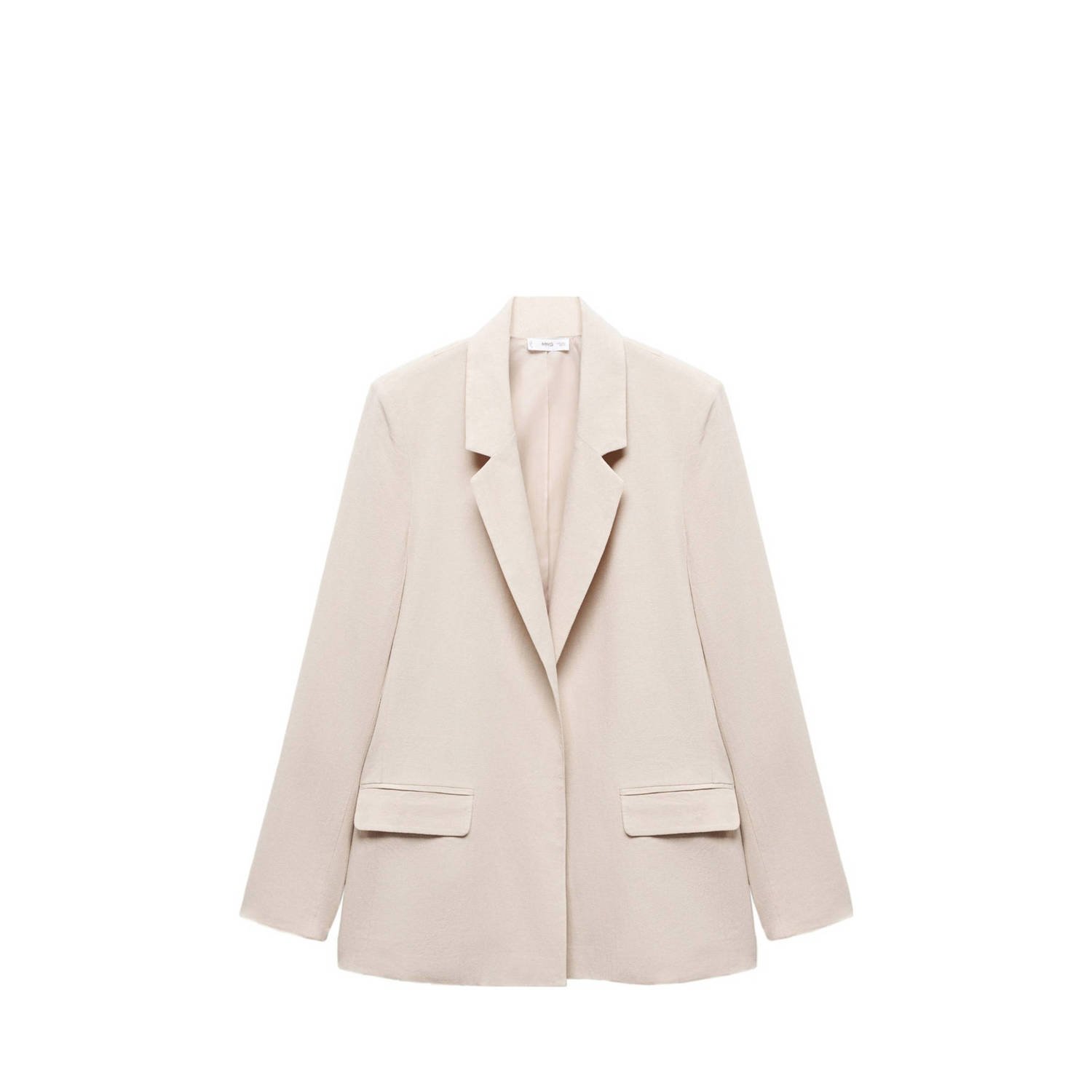 Mango Kids blazer beige Meisjes Linnen V-hals Effen 152(XXS)