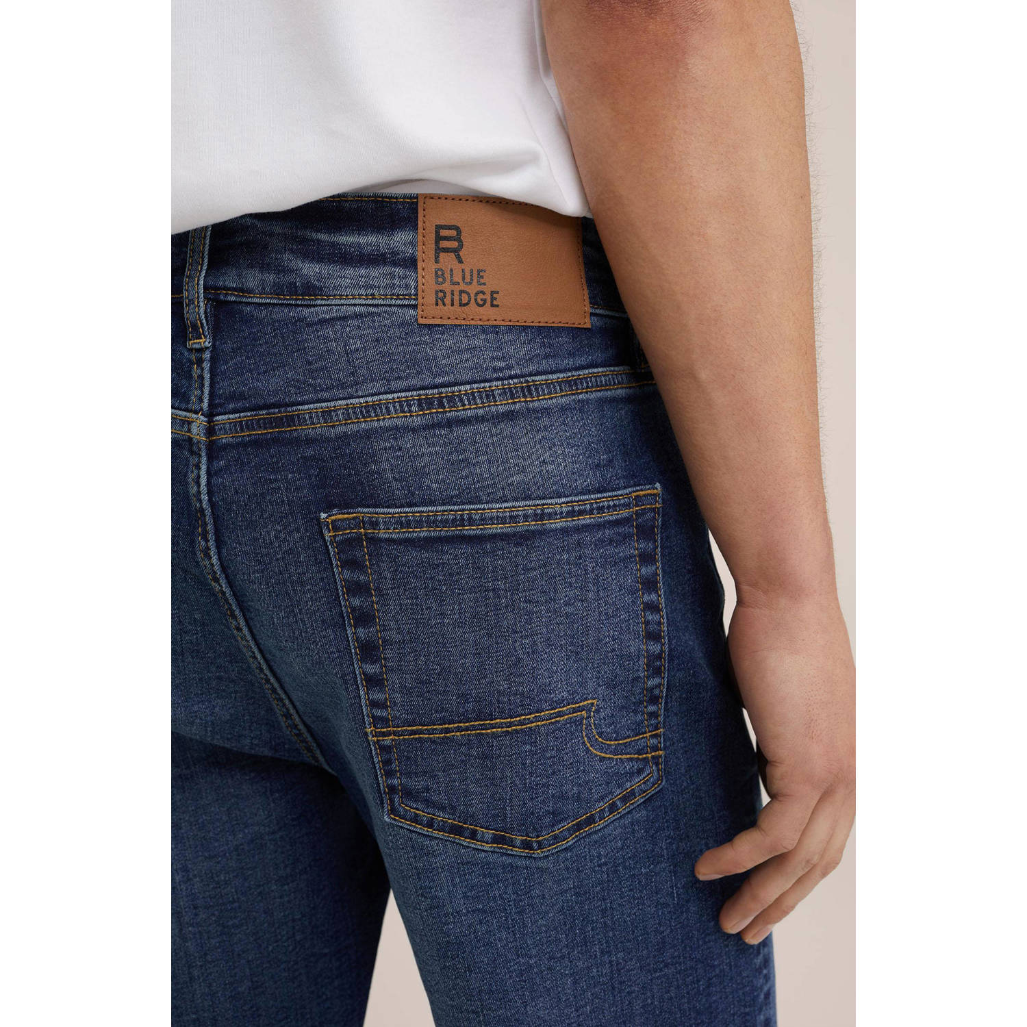 WE Fashion Blue Ridge slim fit short donkerblauw