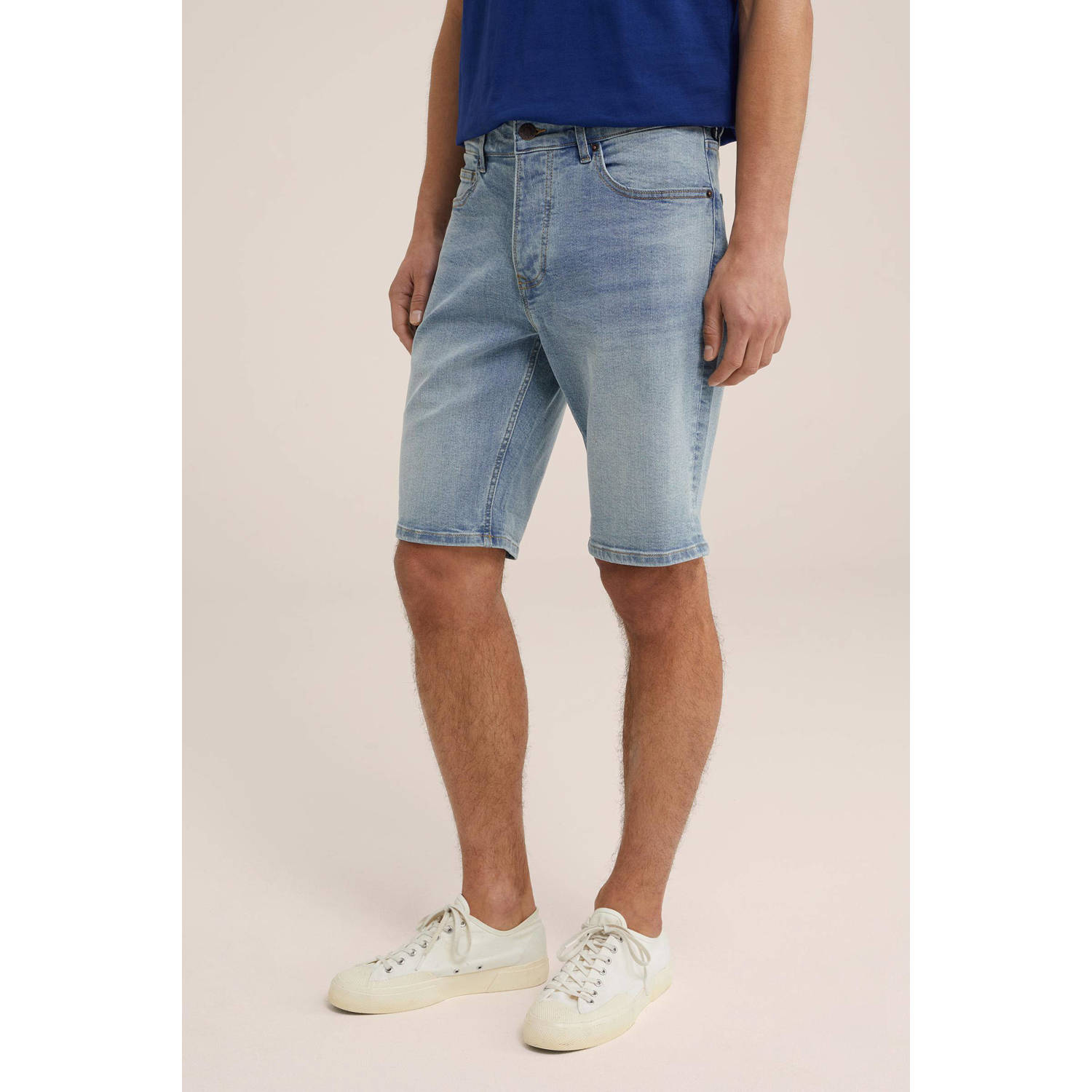 WE Fashion Blue Ridge slim fit short lichtblauw