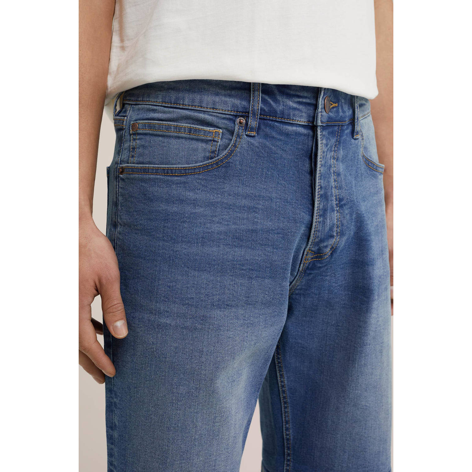 WE Fashion Blue Ridge slim fit short blauw