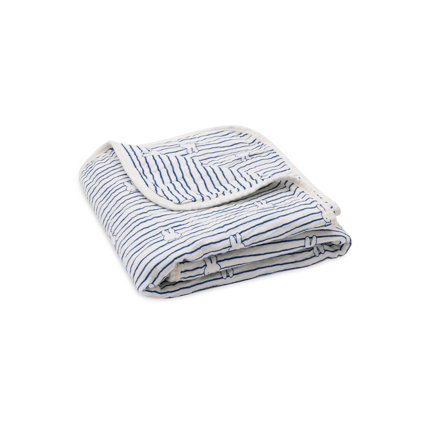 Jollein Deken Hydrofiel Wieg 75x100cm Miffy Stripe Navy Babydeken Blauw