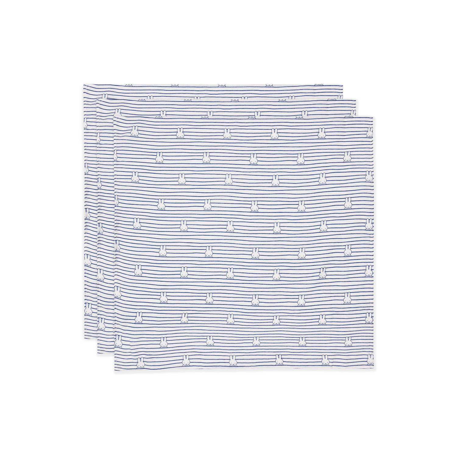 Jollein hydrofiele doek small Miffy Stripe Navy set van 3 Hydrofiele luiers Blauw