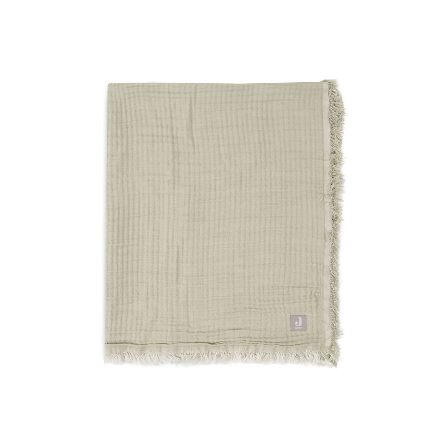 Jollein ledikantdeken 120x120cm Fringe Olive Green Ivory