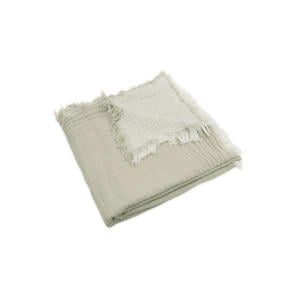 ledikantdeken 120x120cm Fringe Olive Green/Ivory
