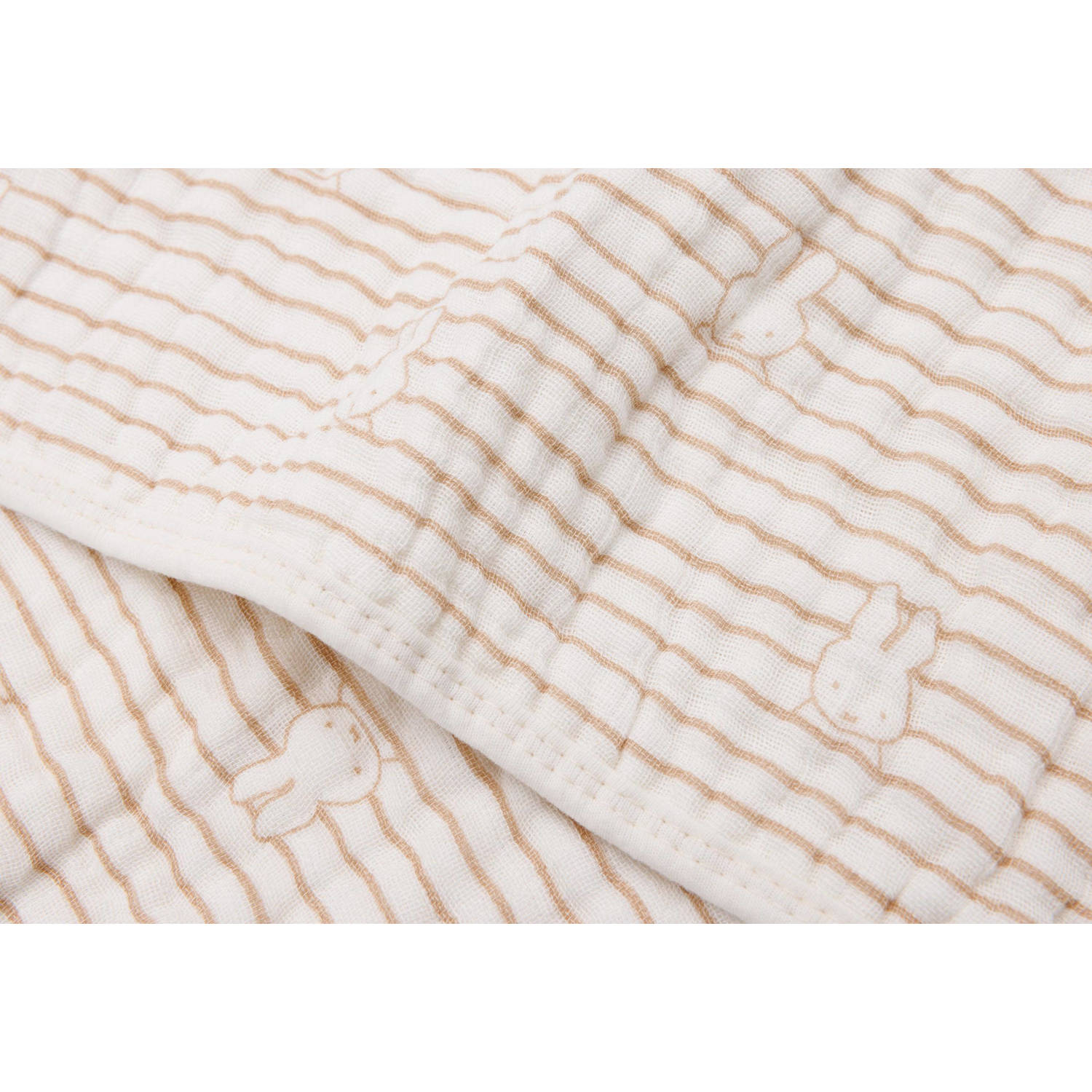 Jollein Deken Hydrofiel Wieg 75x100cm Miffy Stripe Biscuit