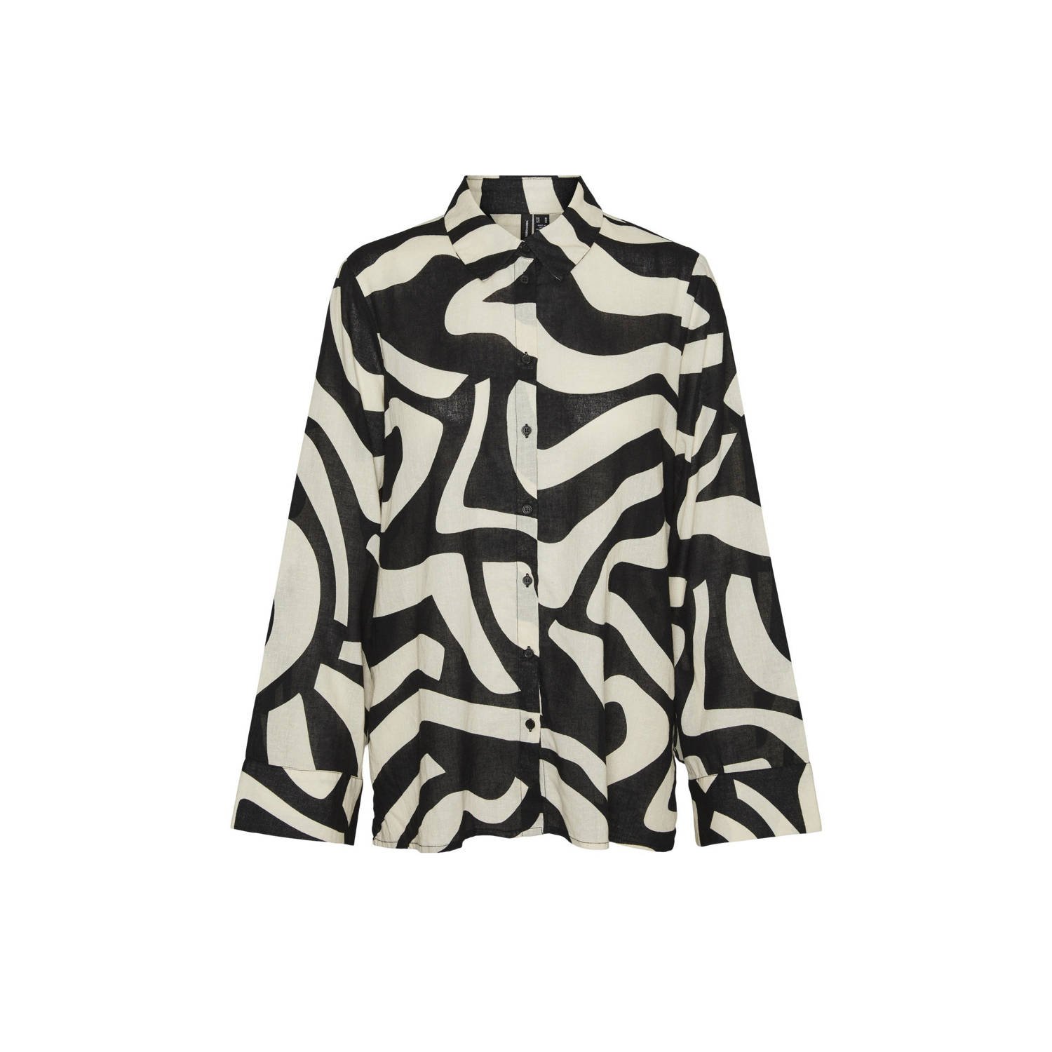 VERO MODA blouse met all over print zwart beige