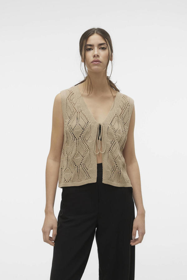 Vero Moda padded longline gilet in stone Vero Moda padded longline gilet in stone