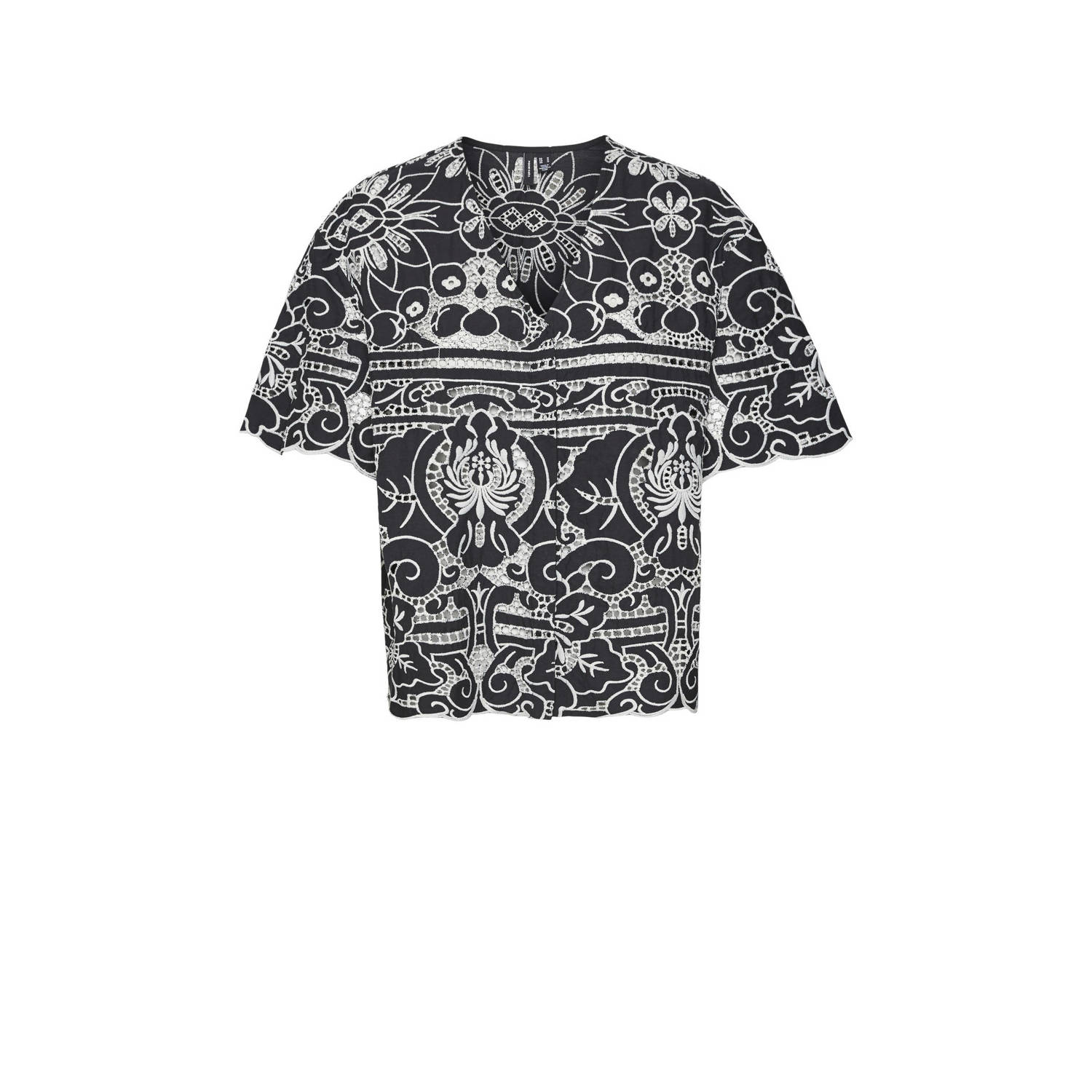 VERO MODA blouse met all over print zwart wit