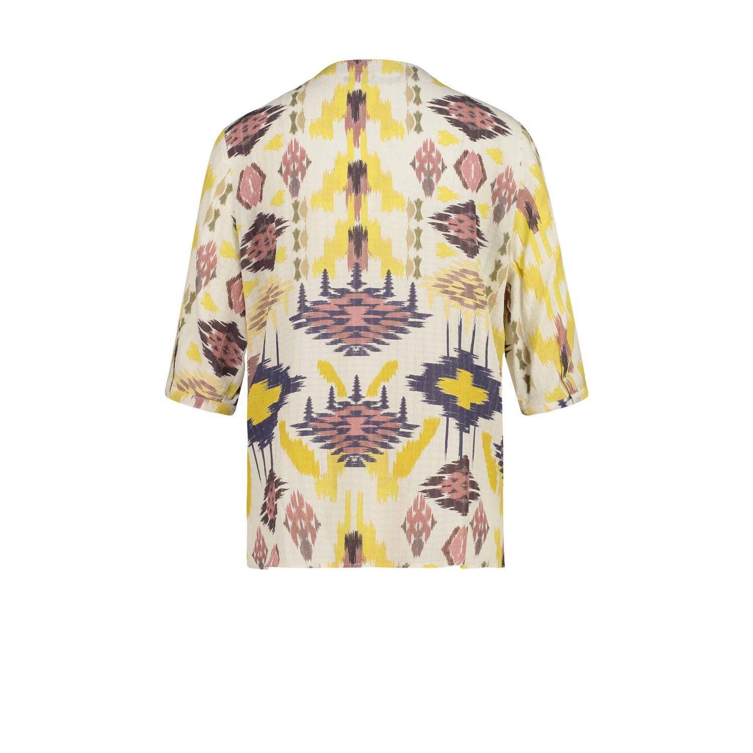 Expresso blouse met all over print ecru geel paars