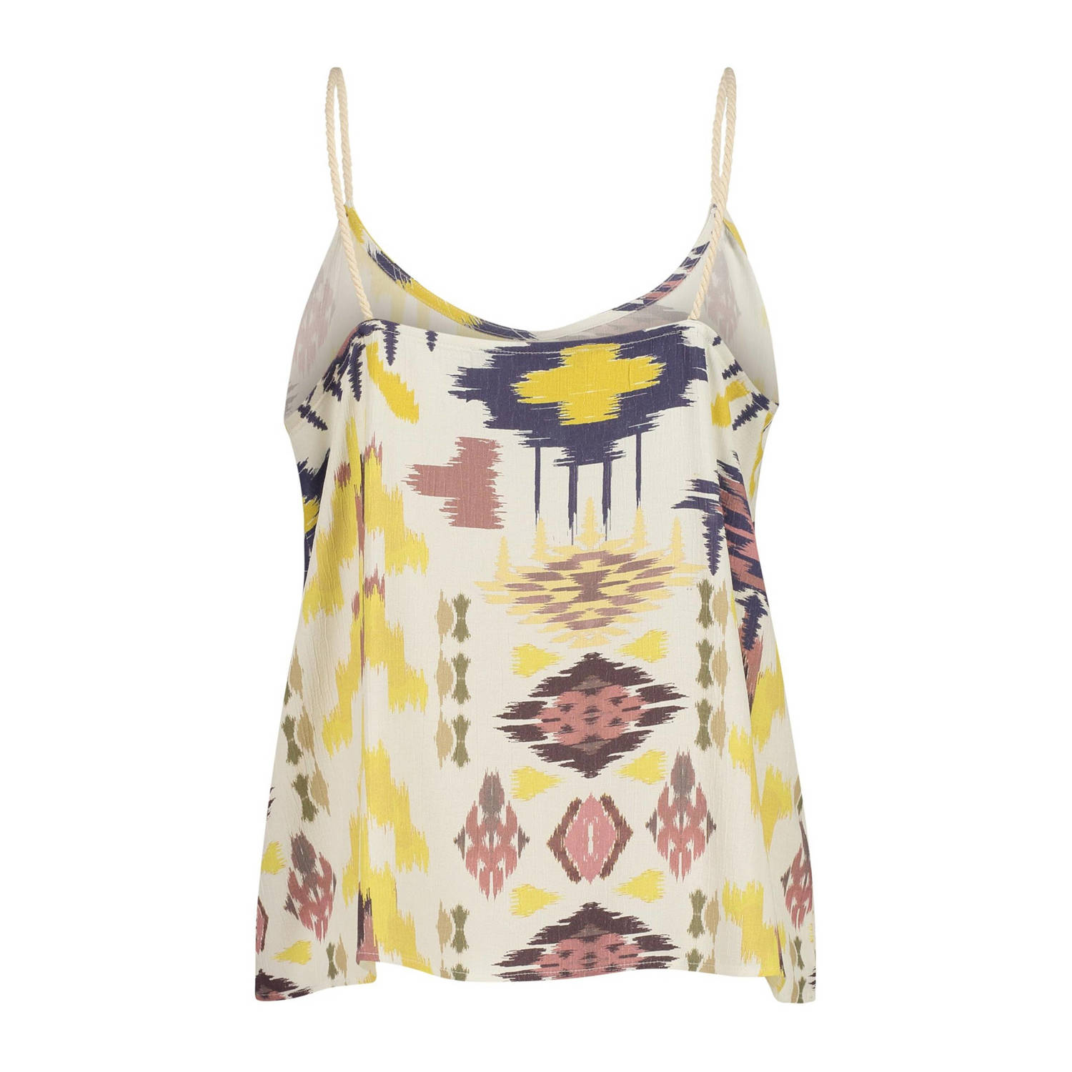 Expresso top met all over print geel ecru