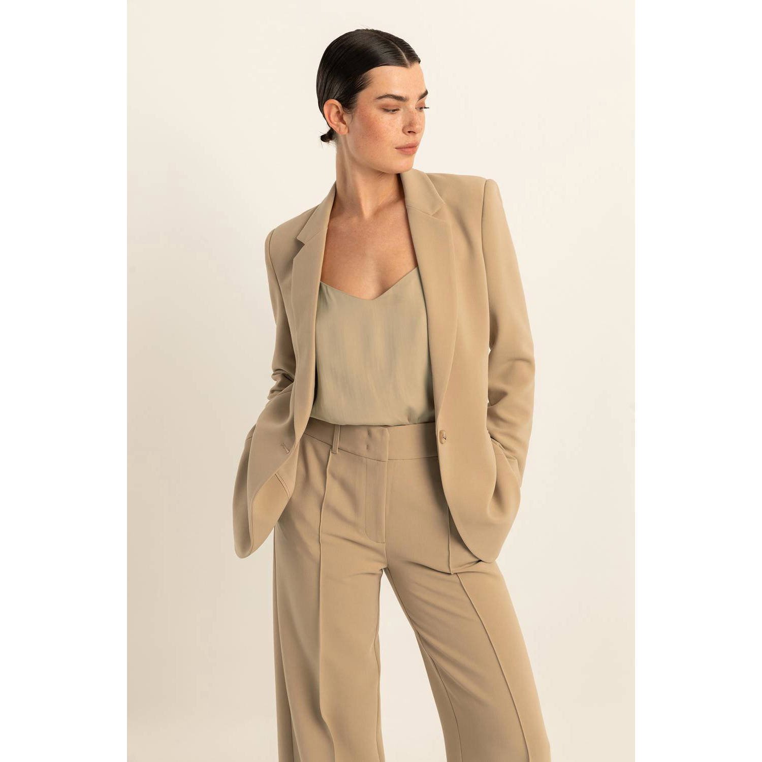 Expresso rechtvallende blazer camel