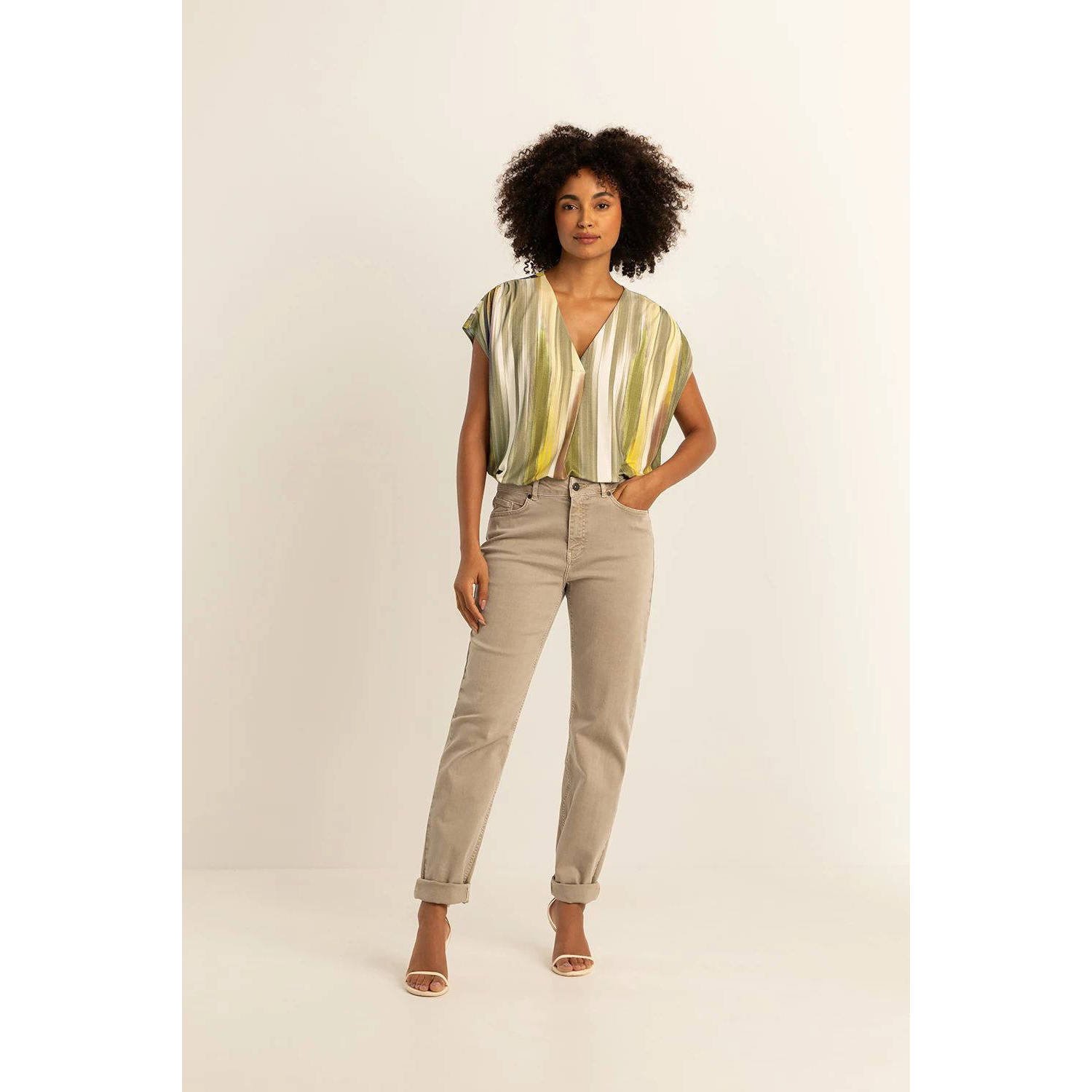 Expresso blousetop geel bruin kaki