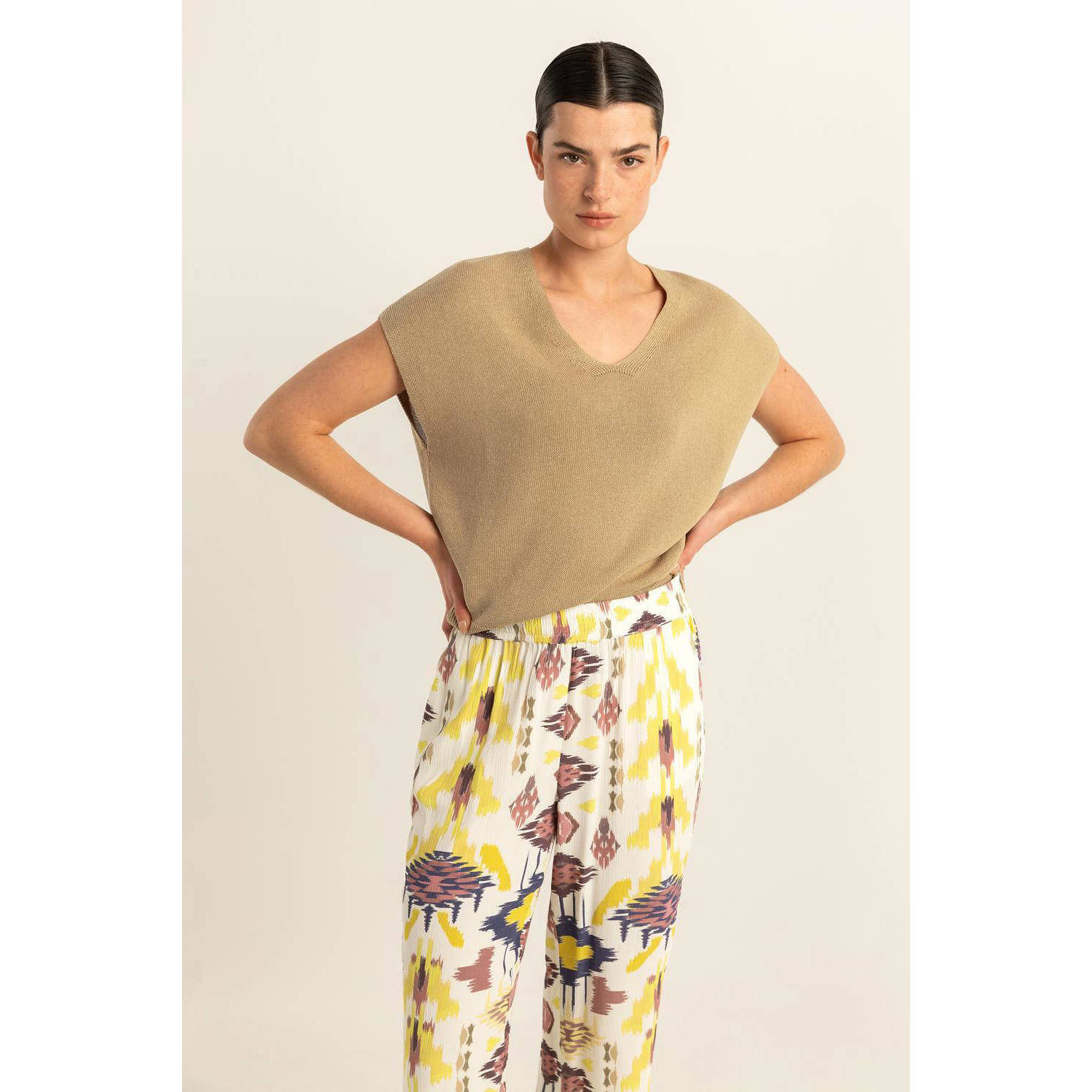 Expresso gebreide top camel
