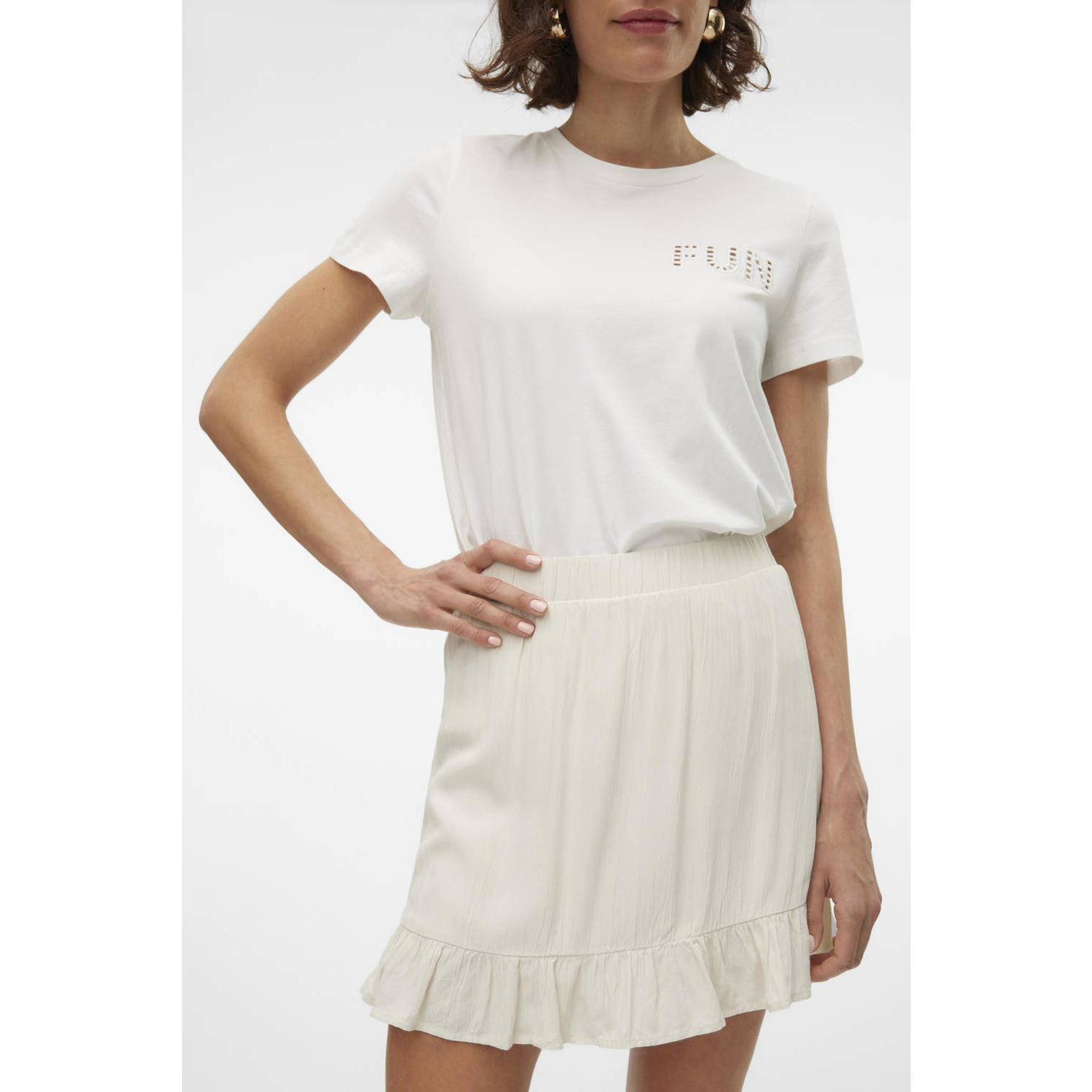 VERO MODA high waist loose fit short VMSVELLA ecru