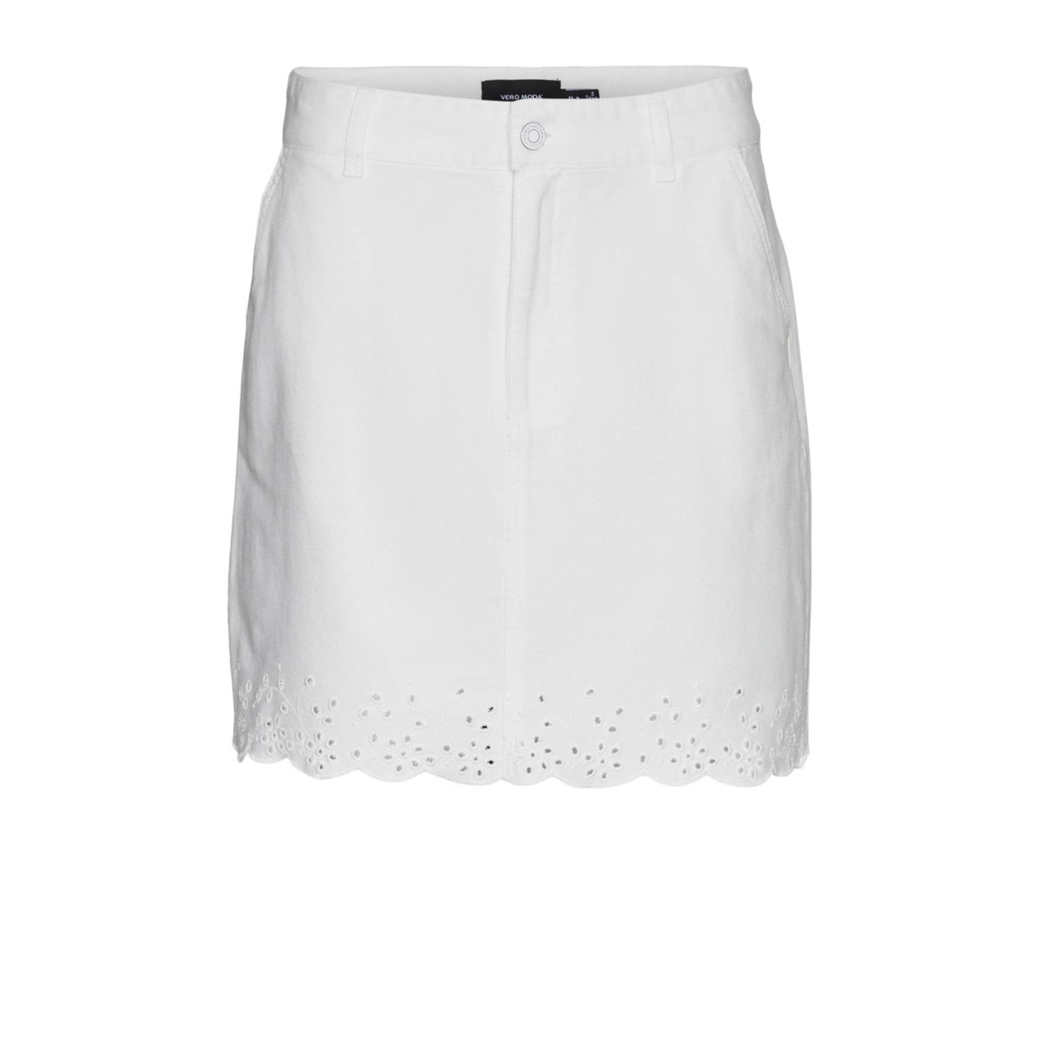 Vero Moda Korte geborduurde rok sneeuwwit White Dames