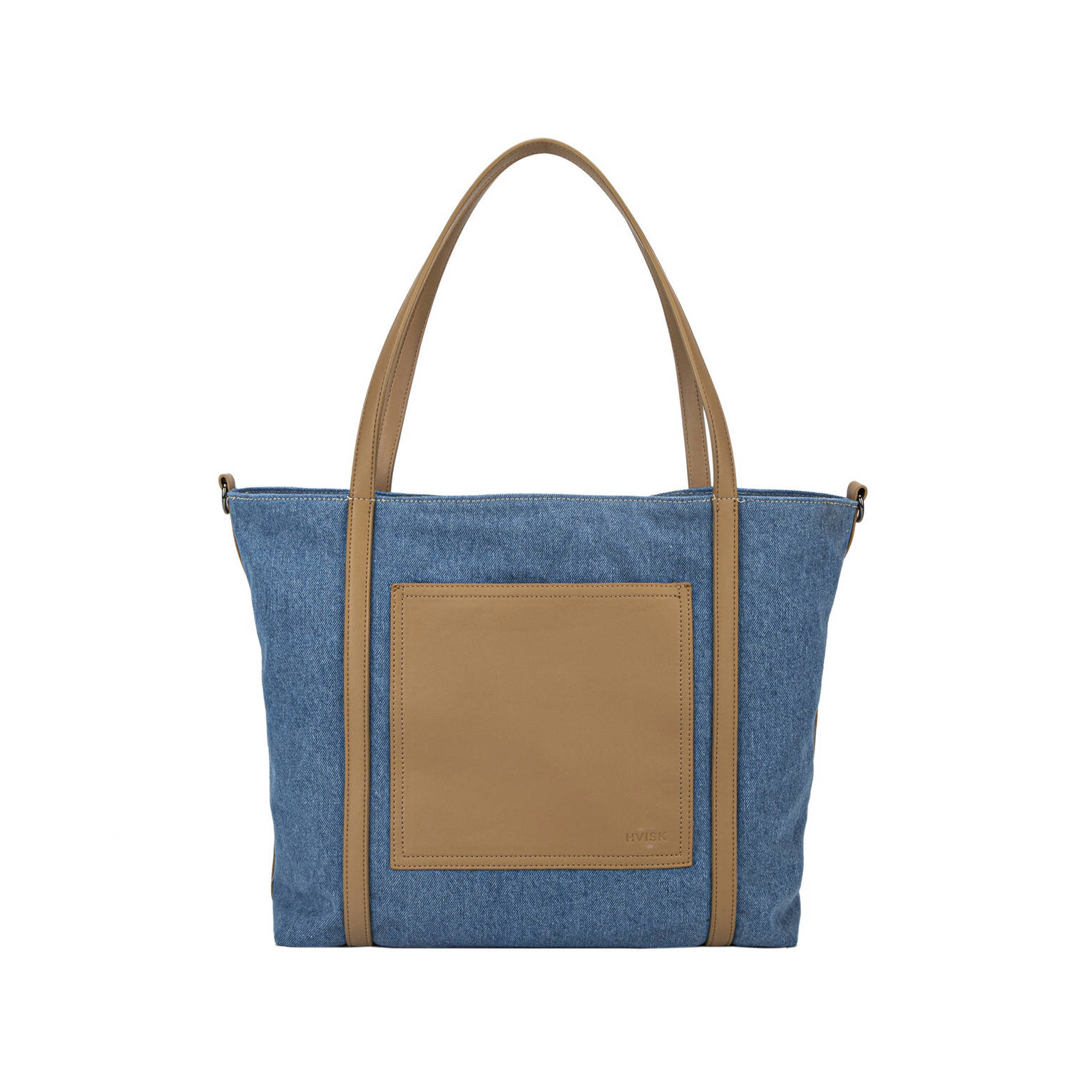 HVISK shopper Miles Denim blauw bruin