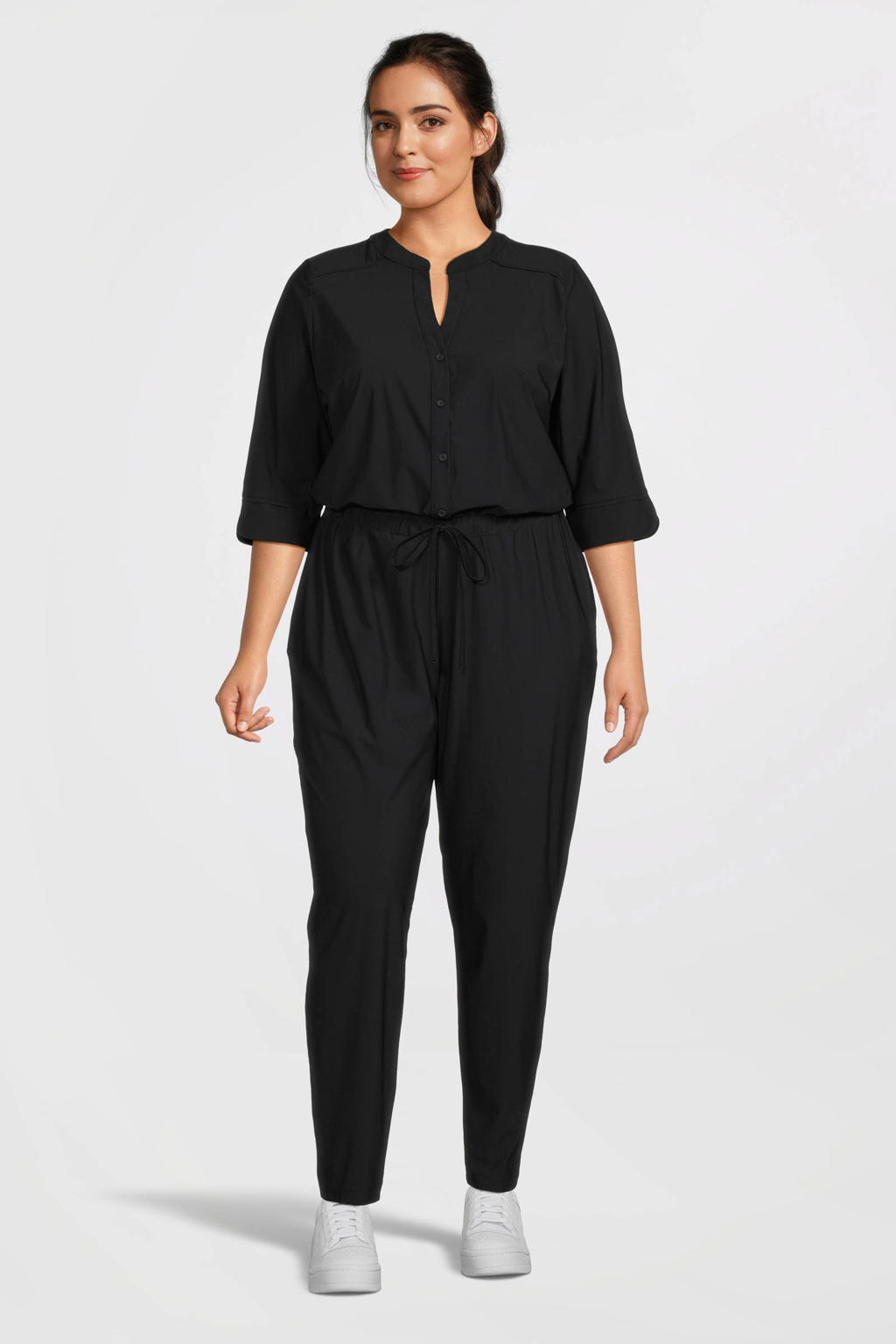 GREAT LOOKS travelstof jumpsuit zwart