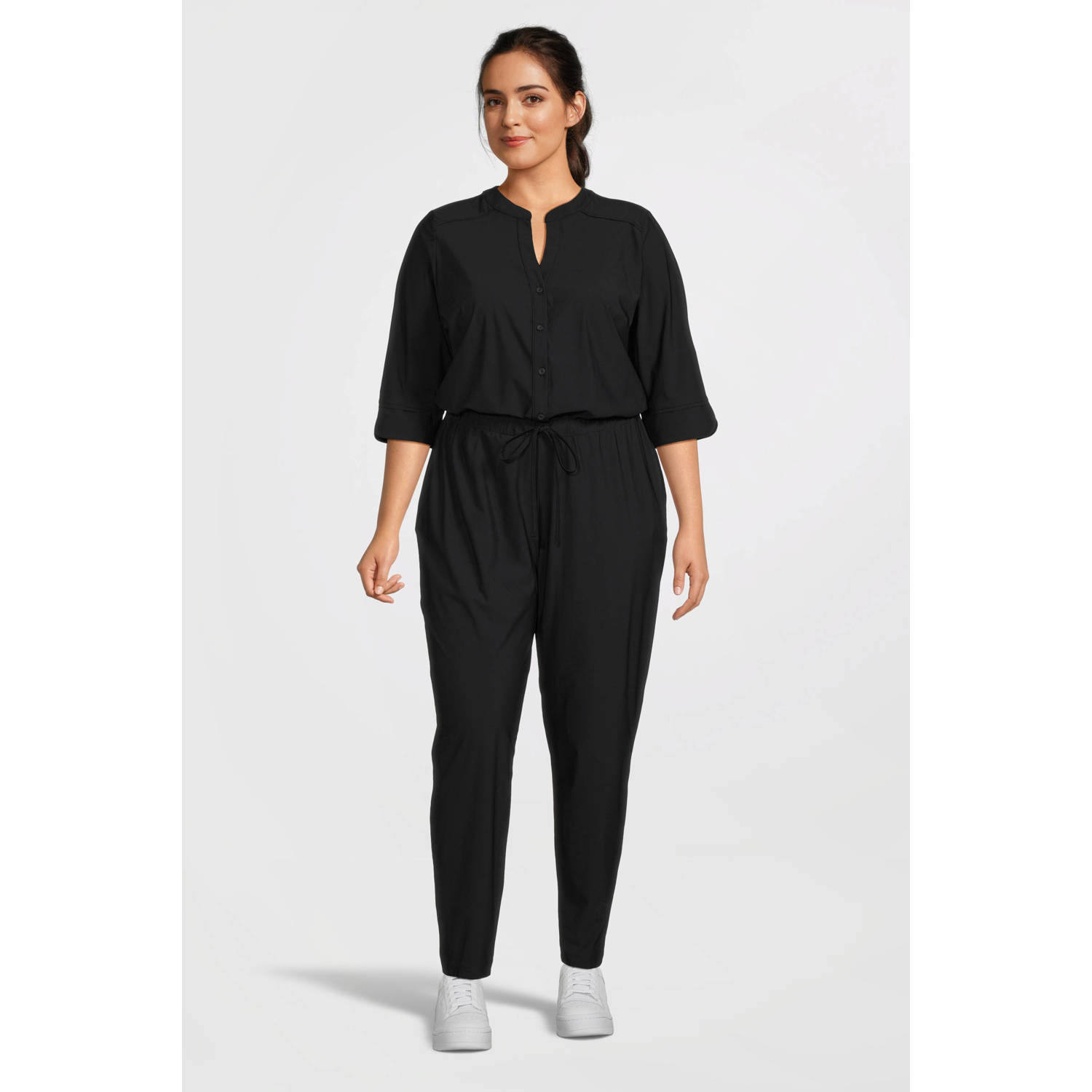 GREAT LOOKS travelstof jumpsuit zwart
