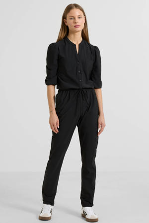 travelstof jumpsuit zwart