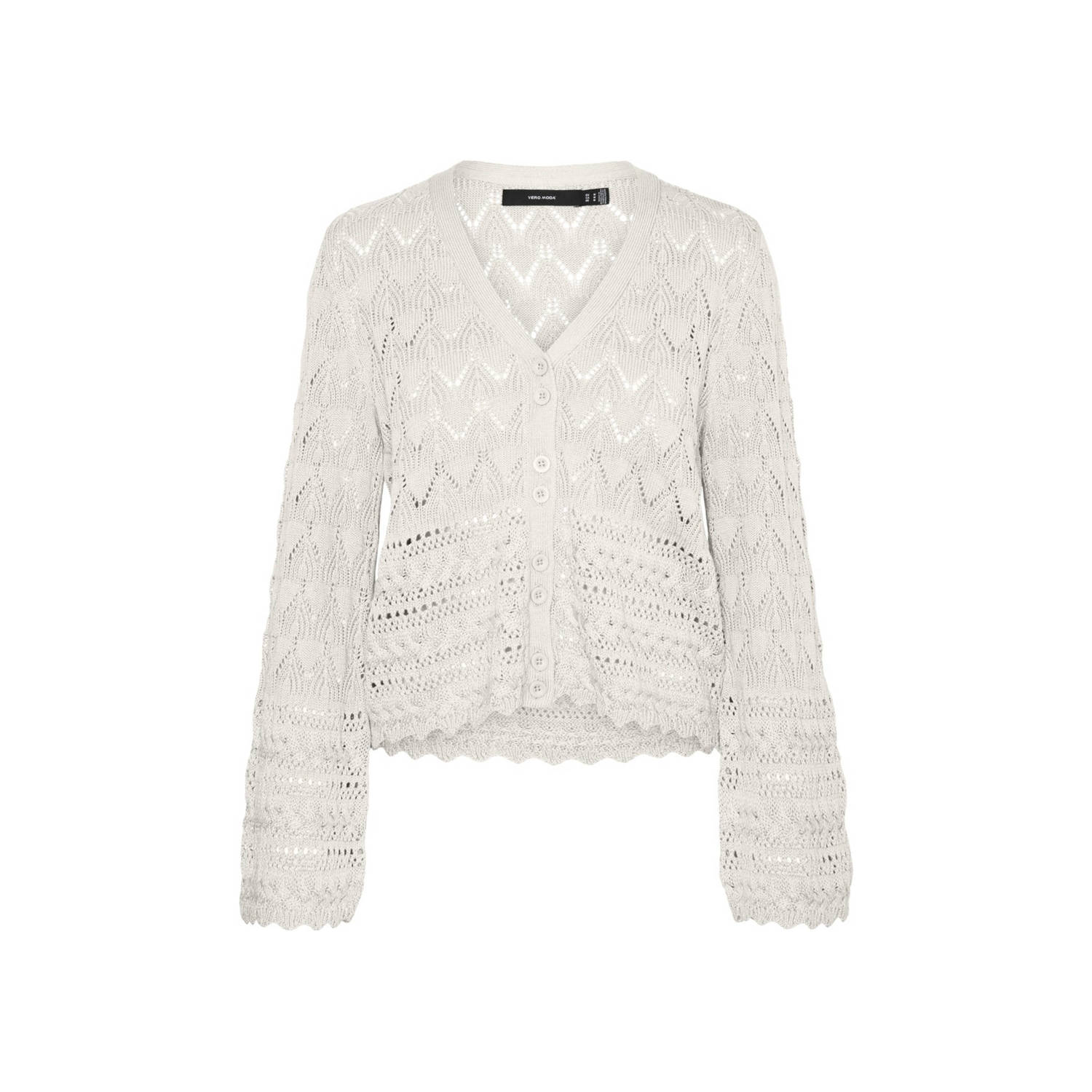 VERO MODA vest VMLUA met ingebreid patroon ecru