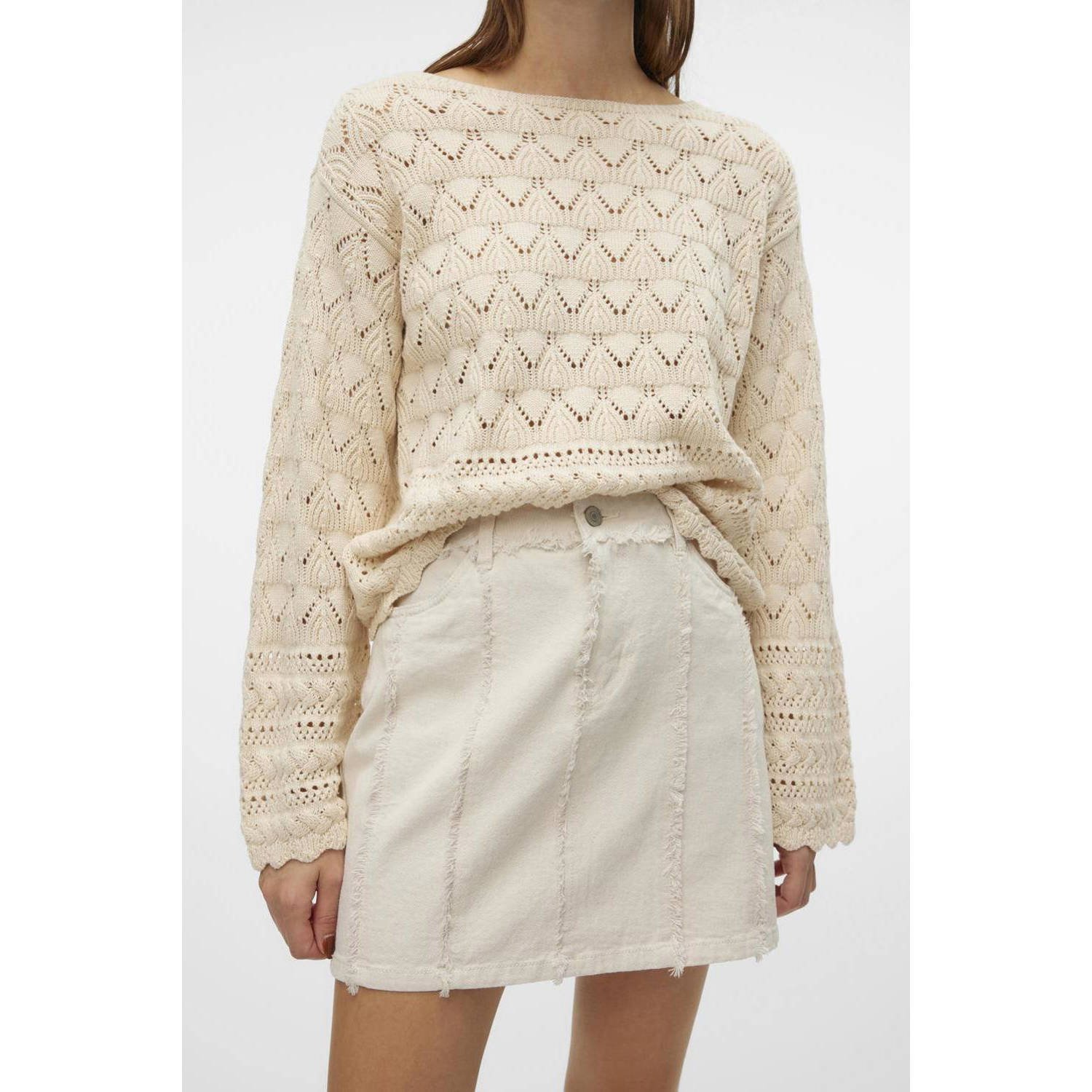 VERO MODA trui VMLUA met ingebreid patroon beige