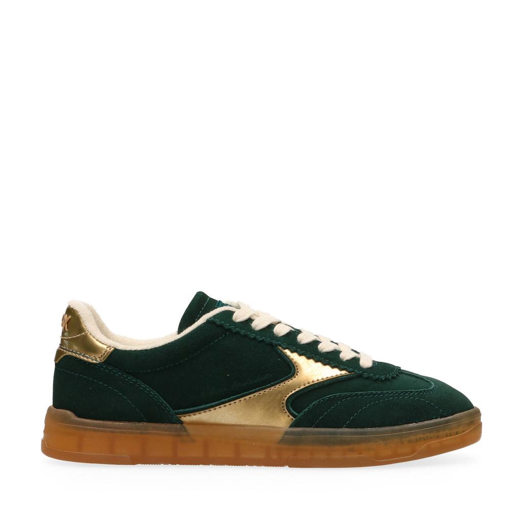 Groen en gouden dames Scotch & Soda Nixie suède sneakers met veters