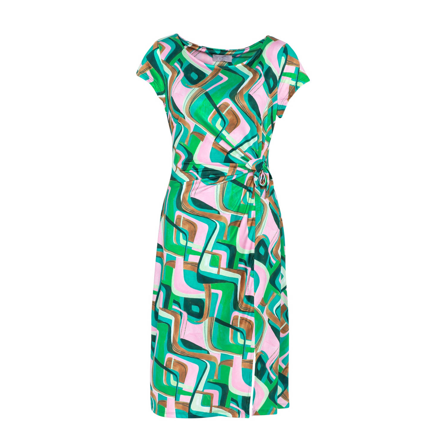 Cassis jurk met grafische print en plooien groen multi