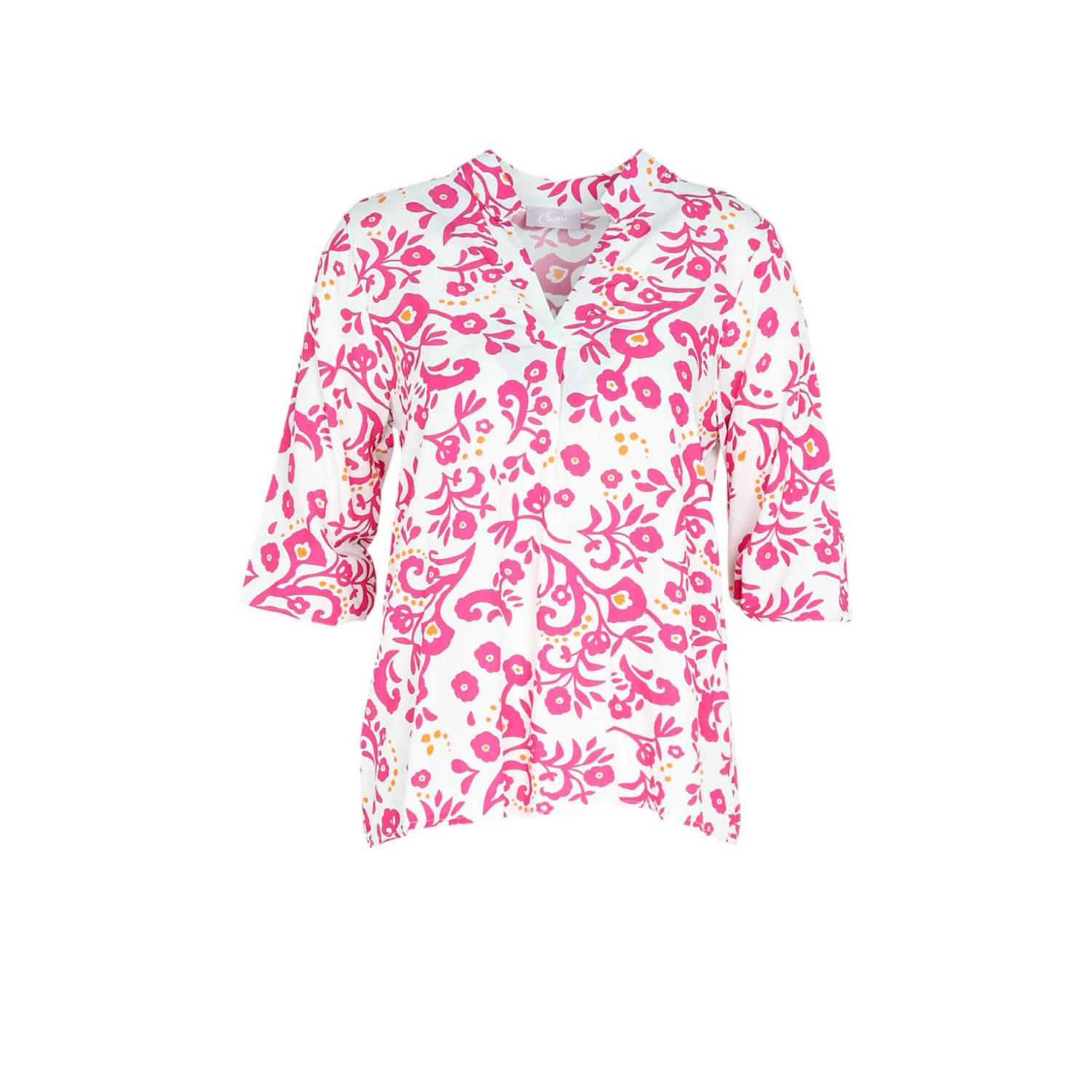 Cassis top met all over print rood