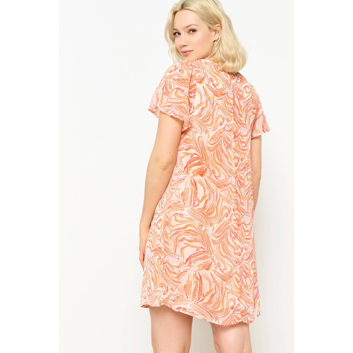 LOLALIZA jurk met all over print oranje ecru roze