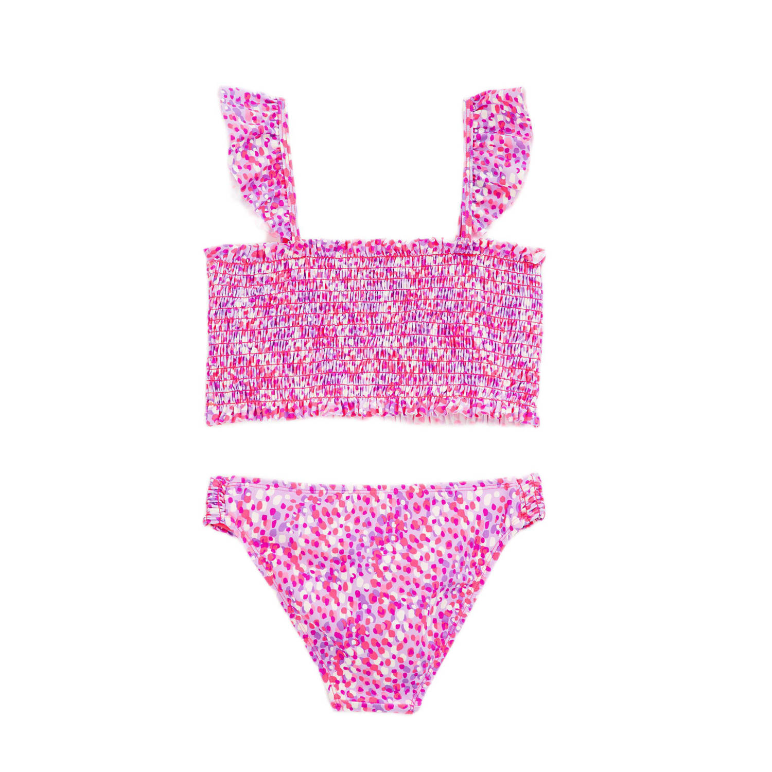 WE Fashion crop bikini met smock roze paars