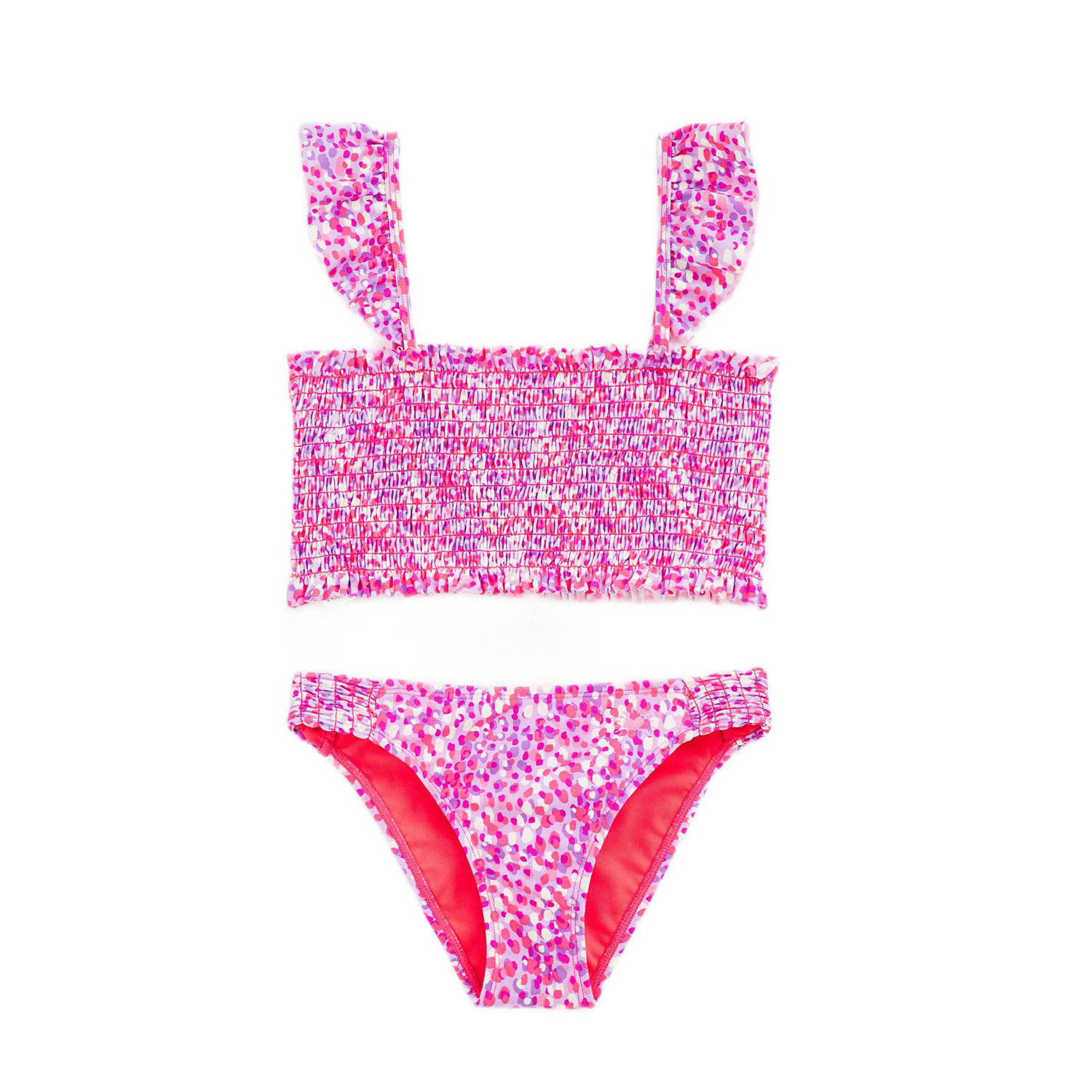 WE Fashion crop bikini met smock roze paars Meisjes Polyamide 122 128