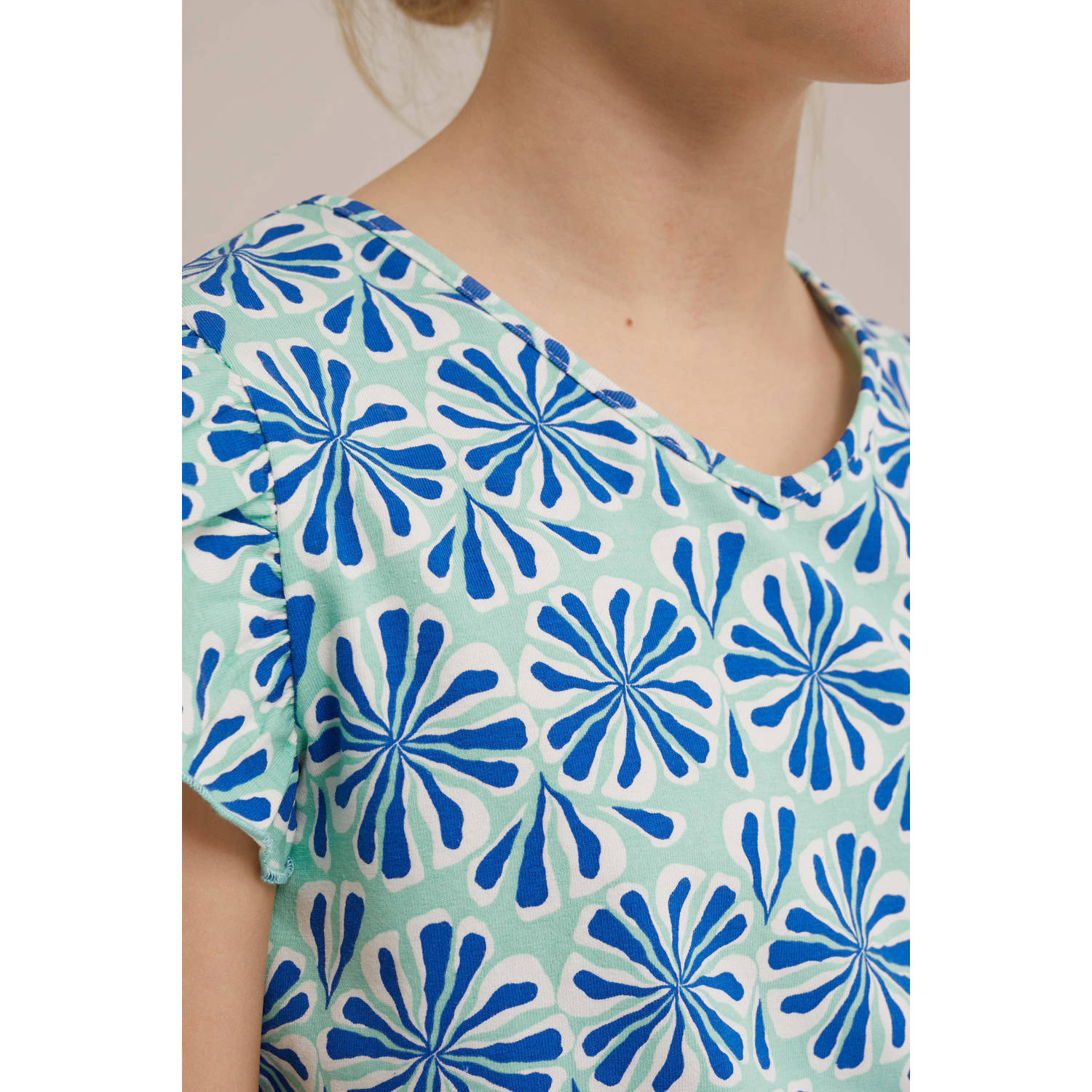 WE Fashion playsuit met all over print blauw