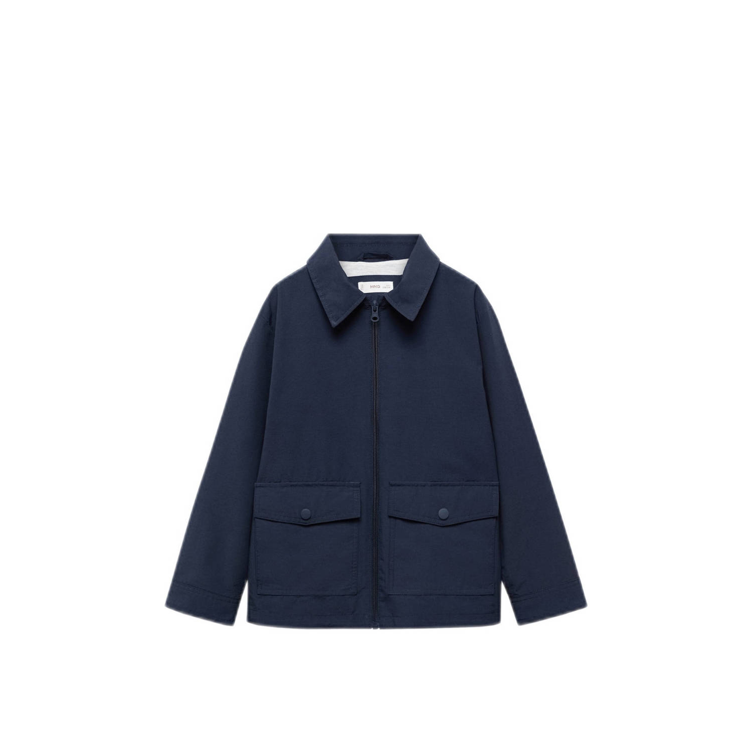 Mango Kids outdoor jas donkerblauw Jongens Katoen Klassieke kraag Effen 134