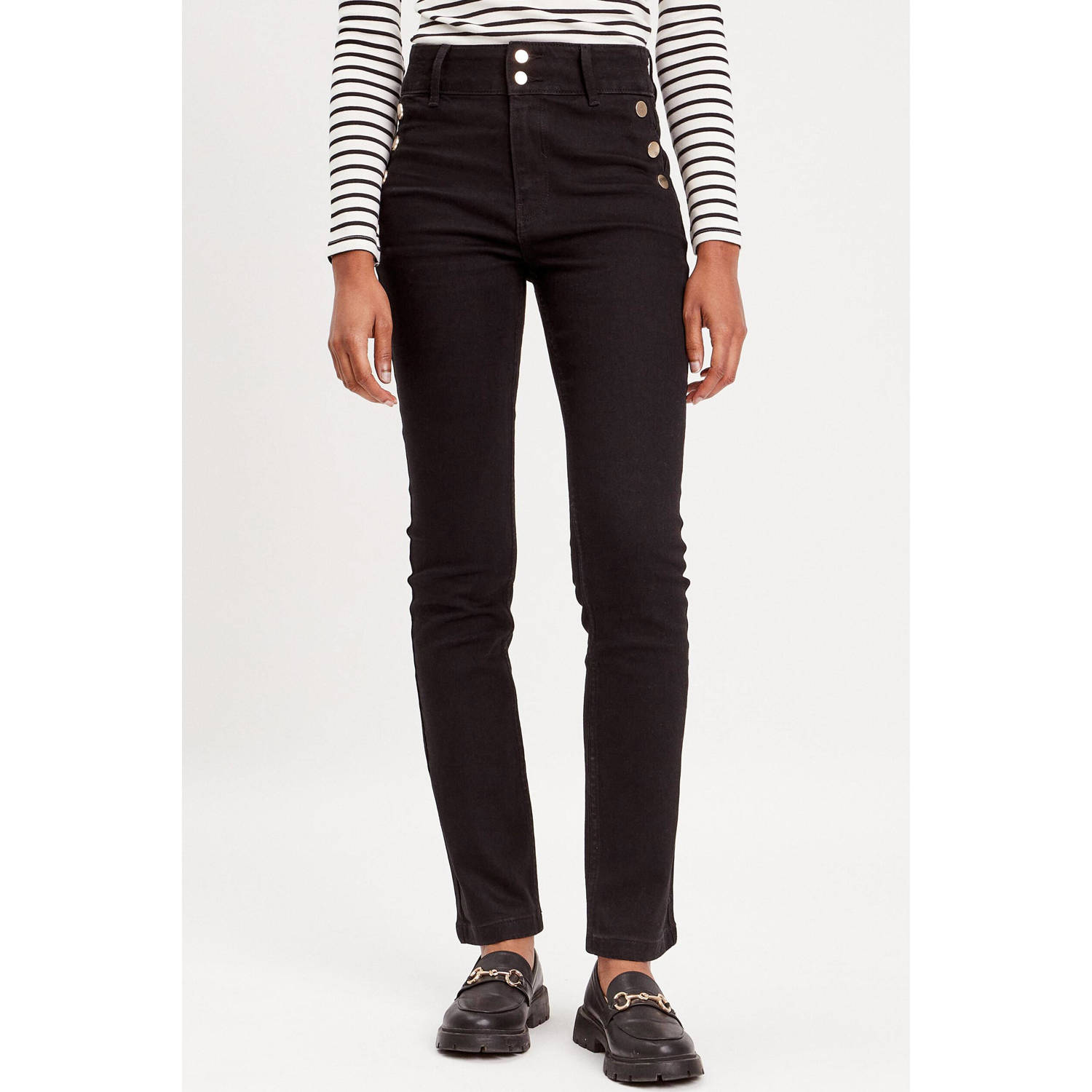 Cache high waist straight leg jeans denim black