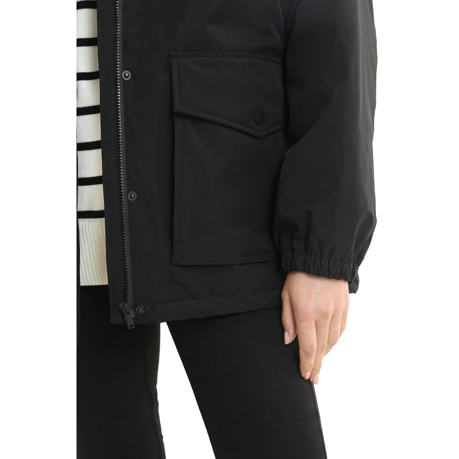 anytime korte parka zwart