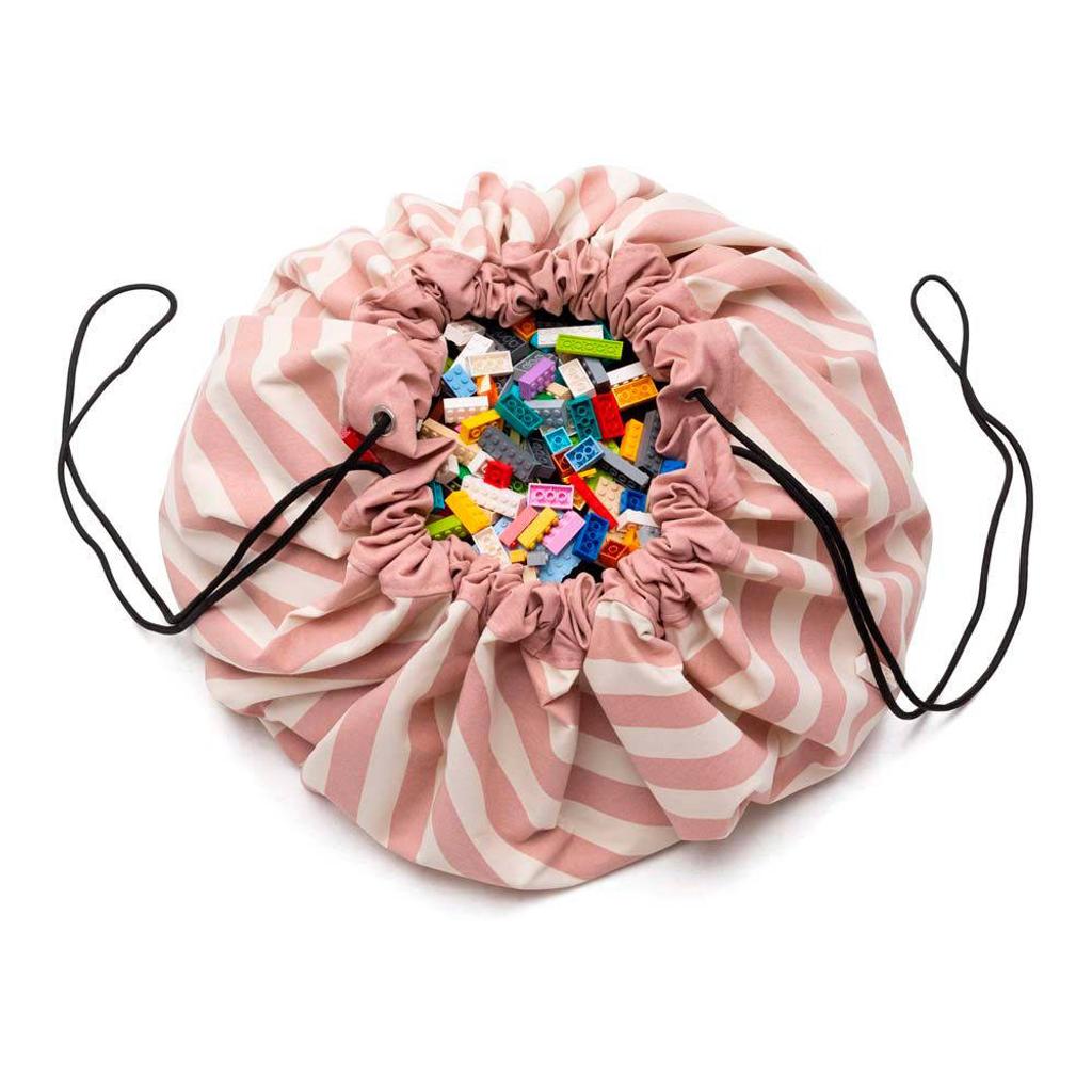Play&Go 2-in-1 opbergzak / speelkleed - Stripes New Pink - 140 cm