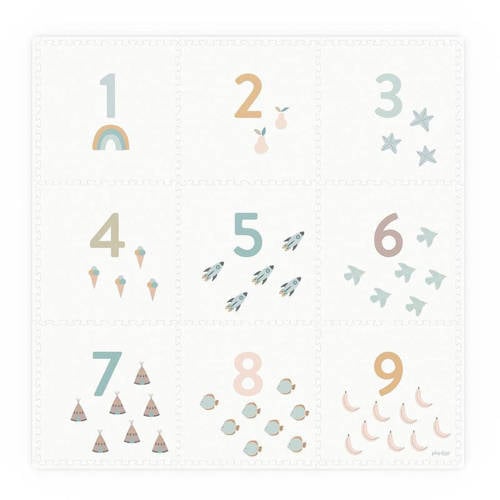 Play&Go EEVAA 2-in-1 omkeerbare puzzel speelmat en opbergdoos Numbers/Dots (180x180cm - 9 tegels) afbeelding