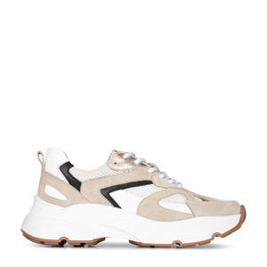 Tokio chunky leren sneakers beige/wit