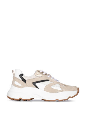Tokio chunky leren sneakers beige/wit