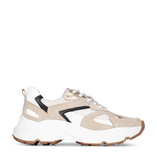 PS Poelman Tokio chunky leren sneakers beige/wit afbeelding