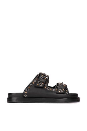 leren slippers zwart